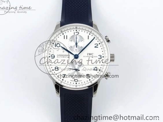 MIROTIME 0412 Casual Portuguese Chrono IW3716 Z+F 1:1 Best Edition White Dial on Blue Rubber Strap A 7016